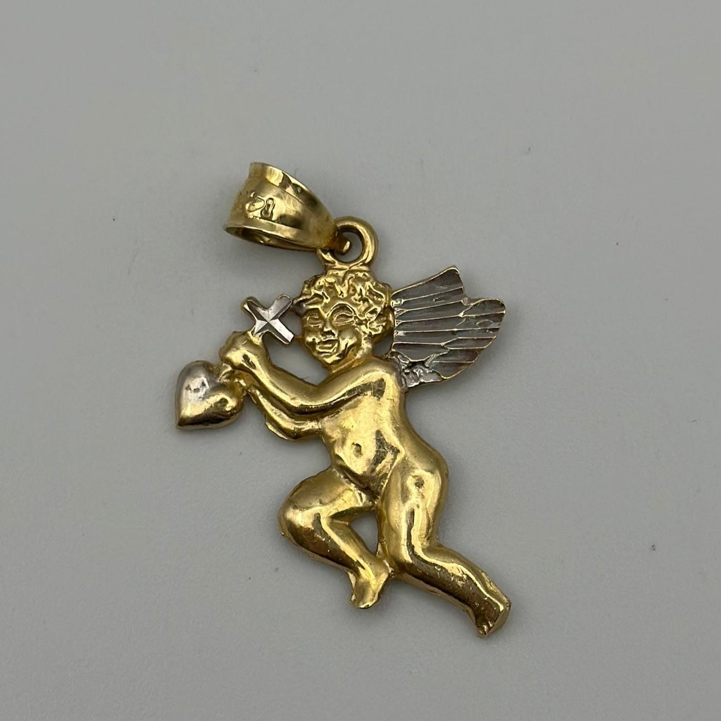 Double-tone cherub pendant