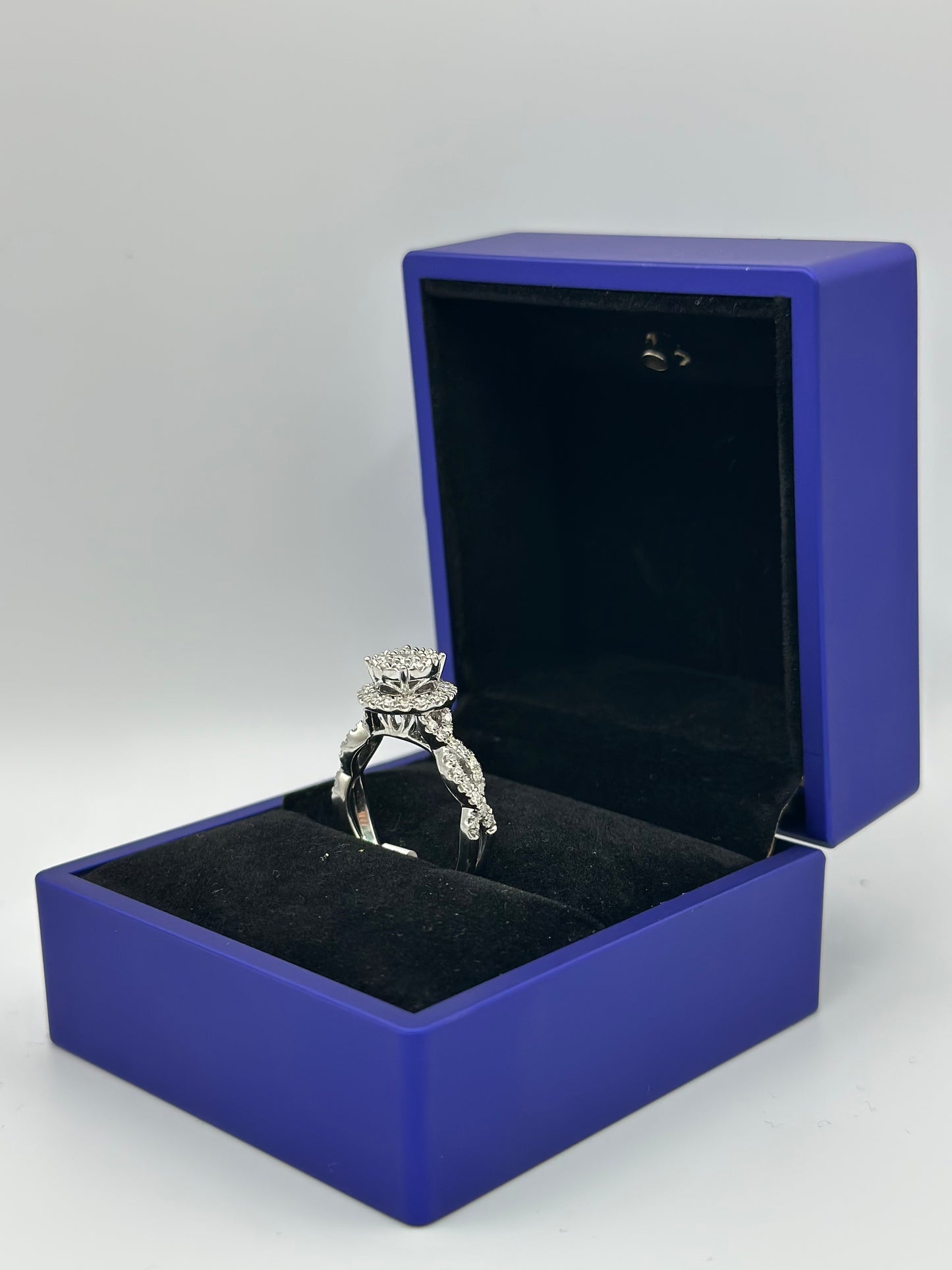 Engagement ring in diamond and white gold .