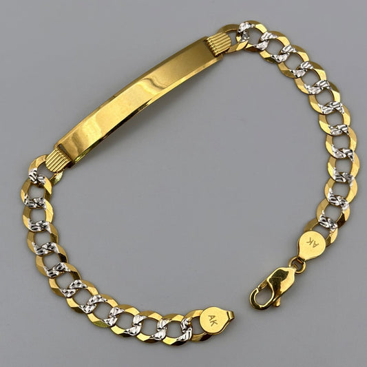 Cuban double-tone bracelet with plate.