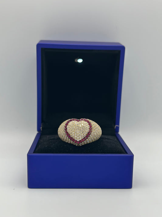 Ring with oval heart design.