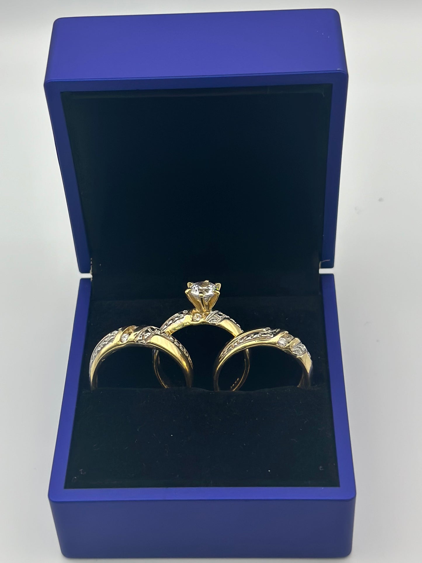 Double Feature Rings Trio of double tone wedding rings. – NITIDO GOLD LLC