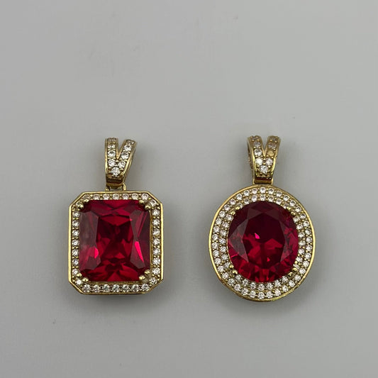 Pendant with red zirconia.