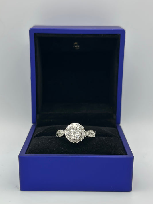 Engagement ring in diamond and white gold .