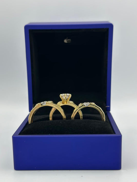 Trio of wedding rings.